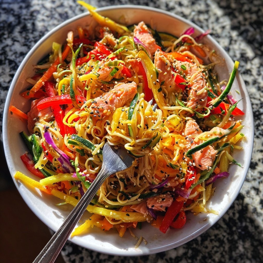 Sesame Ginger Salmon Noodle Salad